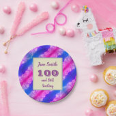 100. Geburtstagsparty hell Neon Farbe gestrichen Pappteller (Party)