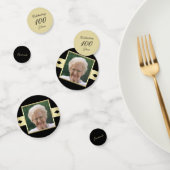 100. Geburtstagsparty Konfetti mit Foto in Black (Gruppe)