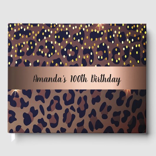 100. Geburtstagsparty-Leopardendruck Gästebuch (Vorderseite)