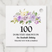 100. Geburtstagsparty Lila Rose Geschenkanhänger (Rückseite)