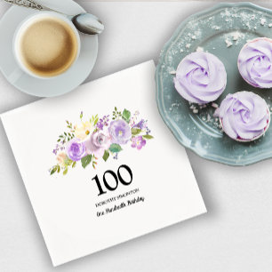100. Geburtstagsparty Lila Rose Serviette