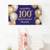 100. Geburtstagsparty Navy Blue and Gold Balloons Banner (Insitu)