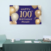 100. Geburtstagsparty Navy Blue and Gold Balloons Banner (Messeveranstaltung)