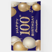 100. Geburtstagsparty Navy Blue and Gold Balloons Banner (Vertikal)