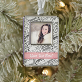 100. Geburtstagsparty Personalisierte Geschenke Rahmen-Ornament Silber