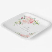 100. Geburtstagsparty Pink Floral Custom Pappteller (Gewinkelt)