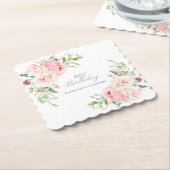 100. Geburtstagsparty Pink Floral Custom Untersetzer (angewinkelt)