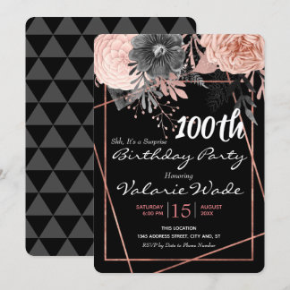 100. Geburtstagsparty Pink Roses Einladung