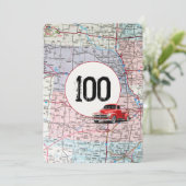 100. Geburtstagsparty Red Retro Truck Einladung (Stehend Vorderseite)