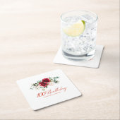 100. Geburtstagsparty Rosa Blütenstaub Rechteckiger Pappuntersetzer (Vor Ort)