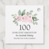 100. Geburtstagsparty Rosa Eukalyptus Geschenkanhänger (Rückseite)