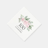 100. Geburtstagsparty Rosa Eukalyptus Serviette (Ecke)