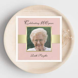 100. Geburtstagsparty Rose Gold Foto Napkins Serviette
