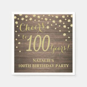 100. Geburtstagsparty Rustikal Holz und Gold Diamo Serviette