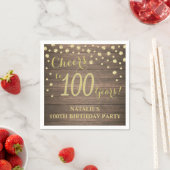 100. Geburtstagsparty Rustikales Holz und Gold Dia Serviette (Beispiel)