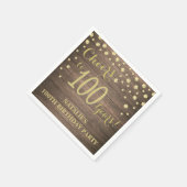 100. Geburtstagsparty Rustikales Holz und Gold Dia Serviette (Ecke)