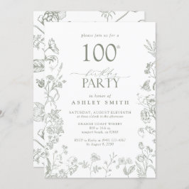 100. Geburtstagsparty Sage Green Viktorianisch Flo Einladung