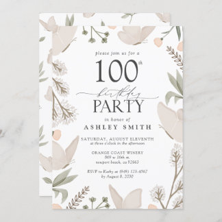 100. Geburtstagsparty Schmetterlinge blutneutrale Einladung