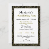 100. Geburtstagsparty Schwarz/Gold Zahlenmuster Einladung (Vorderseite)