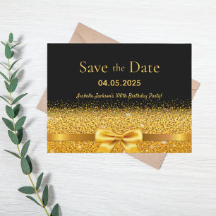 100. Geburtstagsparty schwarzer Goldbogen Save the Postkarte