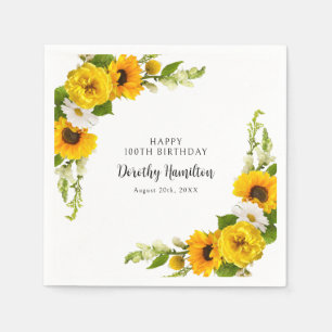 100. Geburtstagsparty Sonnenblume Daisy Custom Serviette