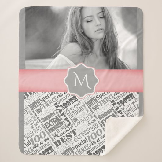 100. Geburtstagsparty Special Personalisiert Monog Sherpadecke (Vorderseite)