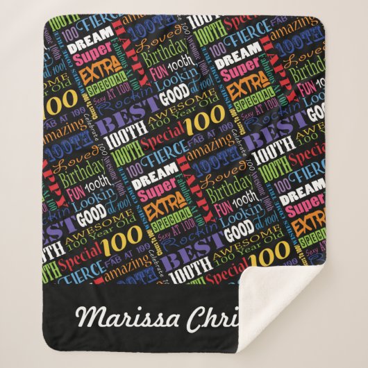 100. Geburtstagsparty Special Personalisiert Monog Sherpadecke (Vorderseite)