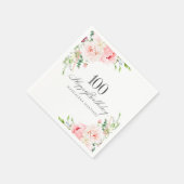 100. Geburtstagsparty versorgt rosa Blumenmuster C Serviette (Ecke)