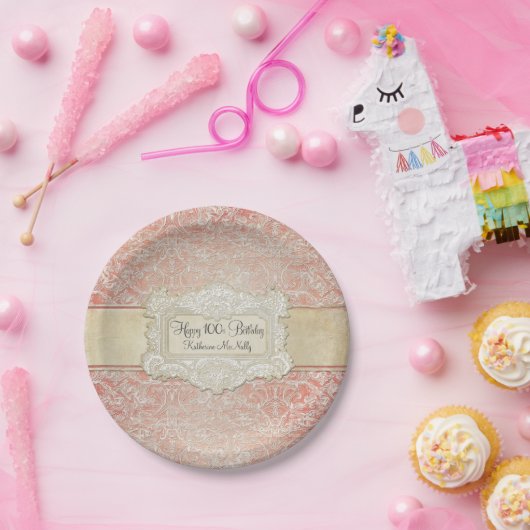 100. Geburtstagsparty Vintag Französisch Regency L Pappteller (Party)