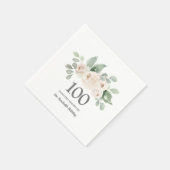 100. Geburtstagsparty Weiße Rose Eukalyptus Napkin Serviette (Ecke)