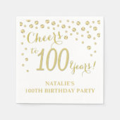 100. Geburtstagsparty White and Gold Diamond Serviette (Vorderseite)