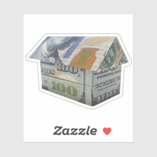 $100 Geld Origami Haus Aufkleber