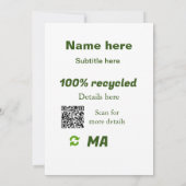 100 % gerecycelt Q R-Code hier Geschäftsname hinzu Einladung (Rückseite)