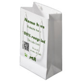 100 % gerecycelt Q R-Code hier Geschäftsname hinzu Kleine Geschenktüte (Vorderseite Schrägansicht)