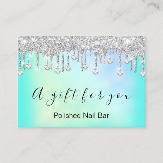 100 Geschenkgutachten Nais Holograph Silver Tropfe Visitenkarte (Vorderseite)