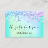 100 Geschenkgutschein Nais Holograph Pink BlueDrip Visitenkarte (Vorderseite)