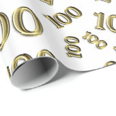 100. Gold/Weiße Random Zahlenmuster Große Geschenkpapier (Rolleneckpunkt)