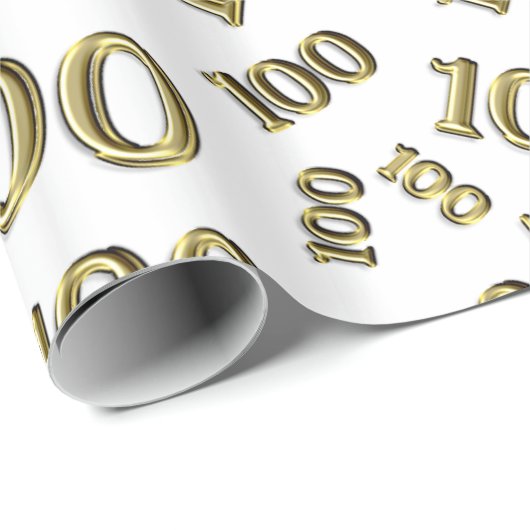 100. Gold/Weiße Random Zahlenmuster Große Geschenkpapier (Rolleneckpunkt)