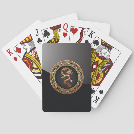 [100] Goldener chinesischer Drache Fucanglong Spielkarten (Rückseite)