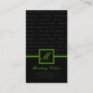 100 Green Black Make Up Words Artist Business Card Visitenkarte