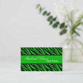 100 Green Black Zebra Print Pattern Business Card Visitenkarte (Stehend Vorderseite)