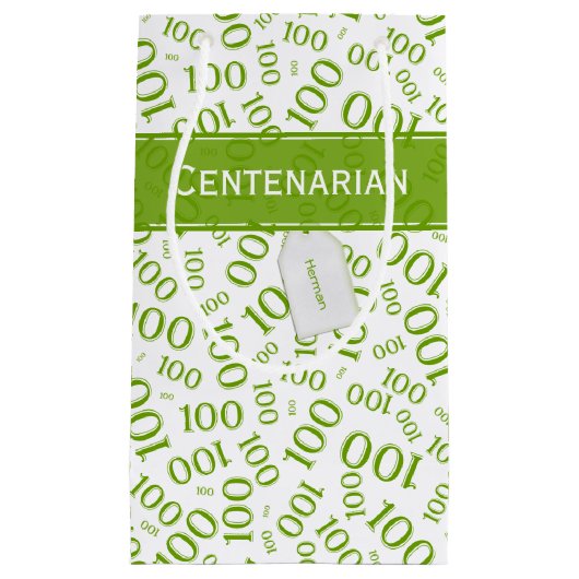 100. Green Random Number Pattern Kleine Geschenktüte (Vorderseite)