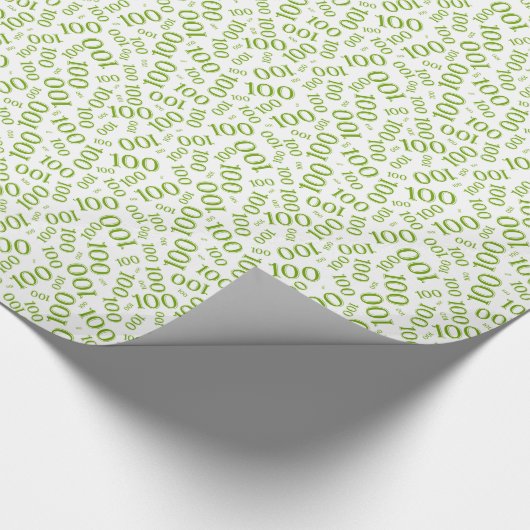 100. Green/White Random Number Pattern Klein Geschenkpapier (Ecke)