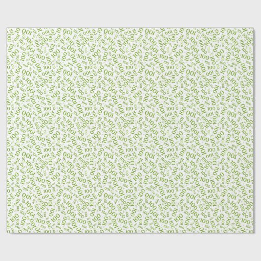 100. Green/White Random Number Pattern Klein Geschenkpapier (Flach)
