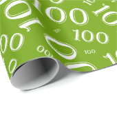 100. Green/White Random Number Pattern Medium Geschenkpapier (Rolleneckpunkt)
