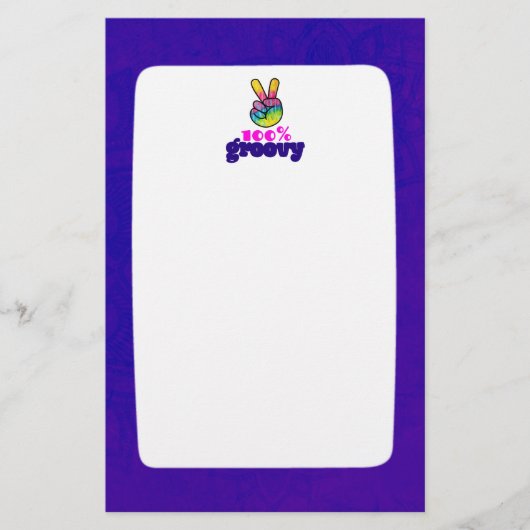 100% Groovy mit Rainbow Hand Peace Sign Briefpapier (Vorderseite)