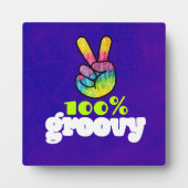 100% Groovy mit Rainbow Hand Peace Sign Fotoplatte (Vorderseite)