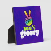 100% Groovy mit Rainbow Hand Peace Sign Fotoplatte (Vorderseite)