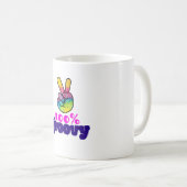 100% Groovy mit Rainbow Hand Peace Sign Kaffeetasse (VorderseiteRechts)