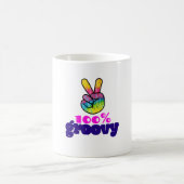 100% Groovy mit Rainbow Hand Peace Sign Kaffeetasse (Mittel)